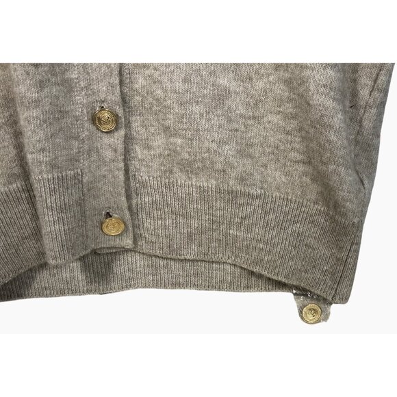 Anthropologie Maeve Short Sleeve Grey Cardigan‎ Gold Buttons  XL Preppy Academia - Picture 8 of 16